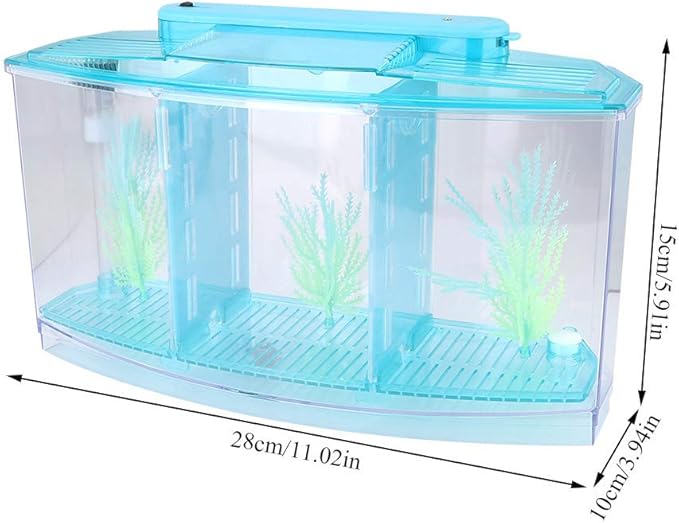 Betta Fish Tank, Adjustable Light Isolation Acrylic Small Aquarium with LED Light, Small Fish Tank Starter Kit, Beta Fish Tank with Water Change Valve for Office Home Room Decor (Blue)
