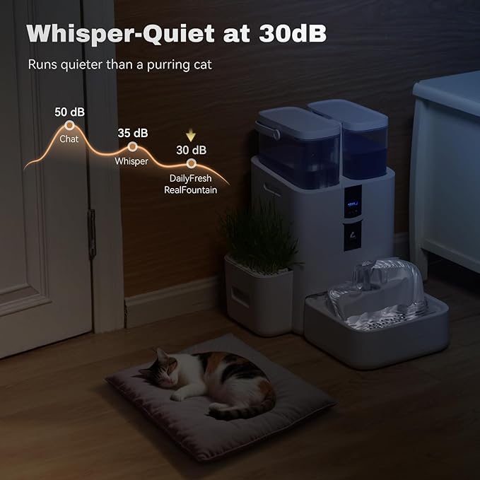 DailyFresh Cat Water Fountain 10L/338 oz Self Refilling, Pet Drinking Fountains for Dogs Indoor, Smart APP 5G WiFi Automatic Water Dispenser Oxygen-Rich, Wastewater Separation, BPA-Free