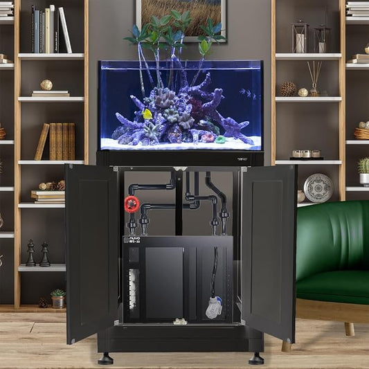 Innovative Marine 50 Gallon INT Internal Overflow Lagoon Aquarium - Complete Reef System with Black APS Stand with Leveling Frame