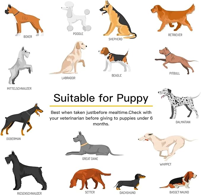 Dog Vitamins and Supplements, Senior & Puppy Multivitamin for Dogs Support with Glucosamine Chondroitin Omega Probiotics, Dog Multivitamins Chews for Hip & Joint, Skin, Immune, Chicken 60 Ct