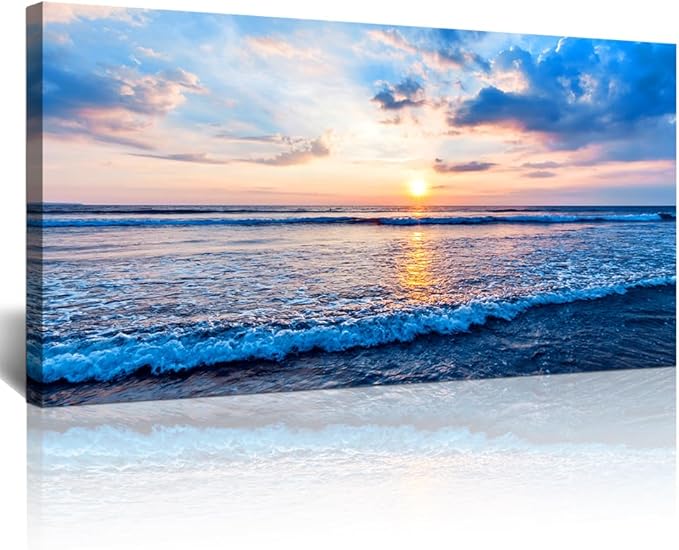 Lapremoly Canvas Wall Art For Living Room Large Wall Decor For Office Bedroom Wall Decorations Blue Ocean Wall Painting Blue Sea Waves Landscape Poster Canvas Print Artwork Ready To Hang Home Decor