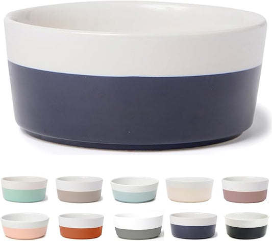 Waggo Dipper Ceramic Dog Bowl for Small and Large Breeds - Heavyweight and Durable Pet Food and Water Dish Crock, Dishwasher Safe, Modern (Midnight, Large)
