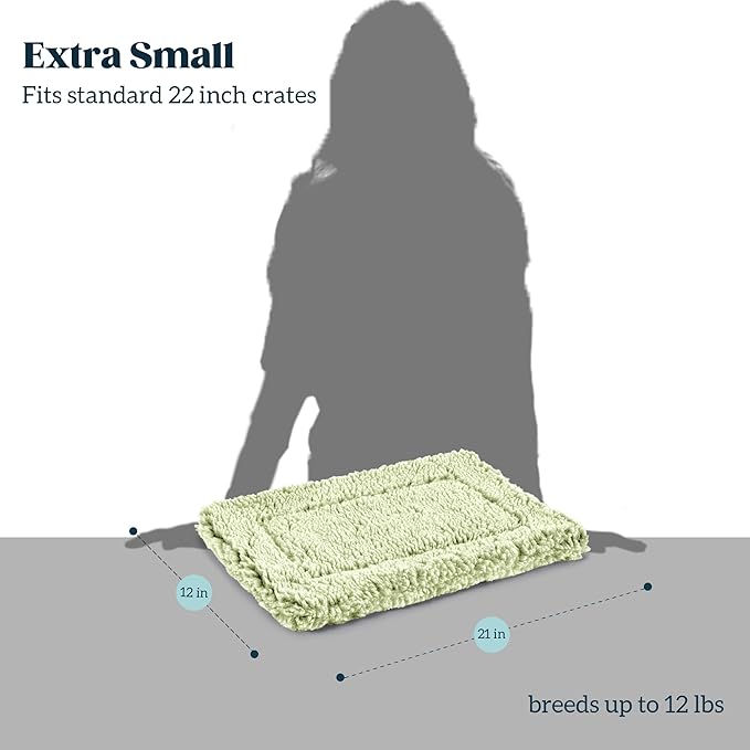 Stoutwool Indestructible Dog Bed - Fluffy Chew Proof Dog Crate Pad - Tough Kennel Pad for Aggressive Chewers - Ideal for Extra Small Breeds & Fits 22-Inch Crate - 21"x12", Gleam