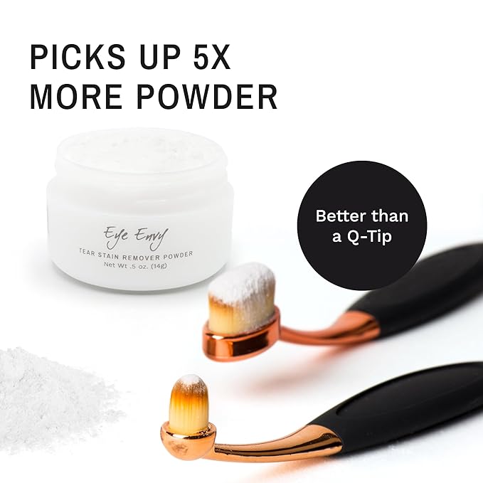 Eye Envy ProPowder Applicator Brush for Dogs and Cats. Use to Safely and Evenly Apply Tear Stain Powder. Large. Washable Superfine Fiber Hair. Long Tapered Bristles. Ergonomic Handle