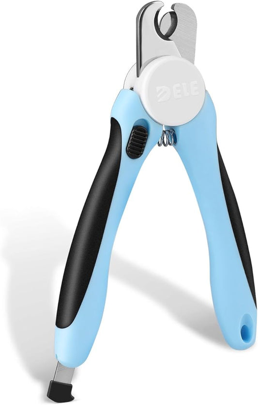 Flexzion Dog Cat Nail Clipper and Trimmer, Pet Toe Claw Scissor Grooming Tool with Stainless Steel Blades File Easy Grip Handle Safety Guard Avoid Overcutting for Small Medium Large Breed Puppy, Blue