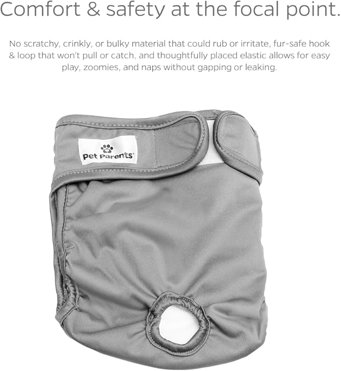 Pet Parents® Washable Dog Diapers (3pack) + Extendrs® of Durable Doggie Diapers, Premium Dog Diapers Female (X-Small, Natural)