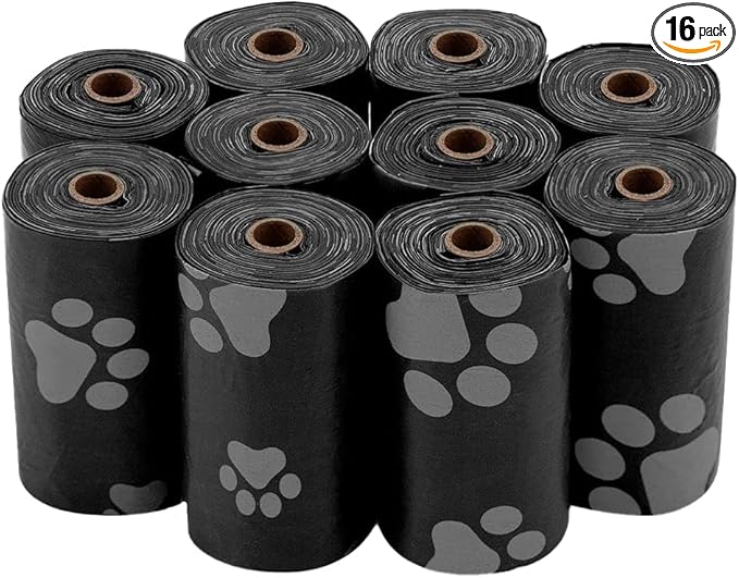 Best Pet Supplies Dog Poop Bags (240 Bags) for Waste Refuse Cleanup, Doggy Roll Replacements for Outdoor Puppy Walking and Travel, Leak Proof and Tear Resistant, Thick Plastic - Black