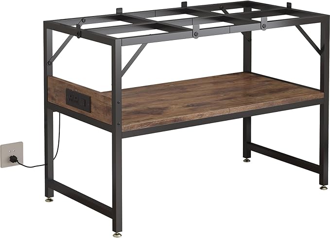 Modern 20 Gallon Long Fish Tank Stand for Home Office, 2-Tier Aquarium Stand with Shelf for Storage, Fish Tank Table 30" x 12" x 20.5", Ideal for Breeder Tanks,and Reptile Terrariums, Rustic Brown