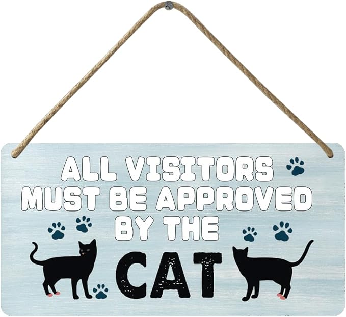 Black Cat Decor For Cat Lovers Cat Wooden Door Sign Cat Gifts For Cat Lovers Wood Cat Home Wall Decor All Visitors Must Be Approved By The Cat Signs Love Wall Decoration Cat Funny Cats Sign 12x6 In