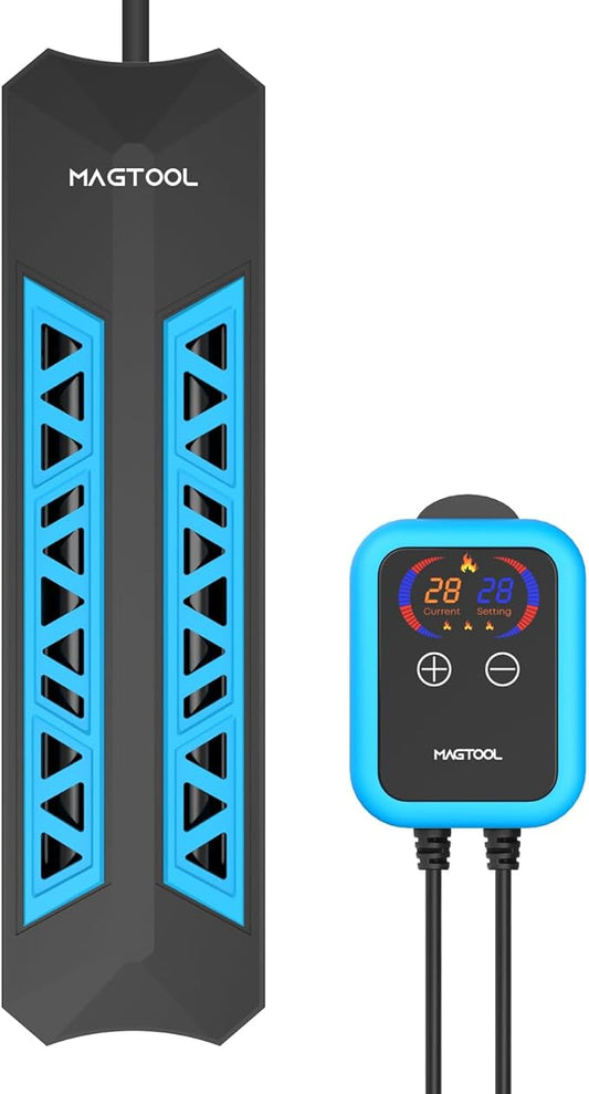 ＭagTool 100-1200W Aquarium Heater, Submersible Fish Tank Heater with Over-Temperature Protection and Automatic Power-Off Fish Heater with Digital Controller for Freshwater and Saltwater