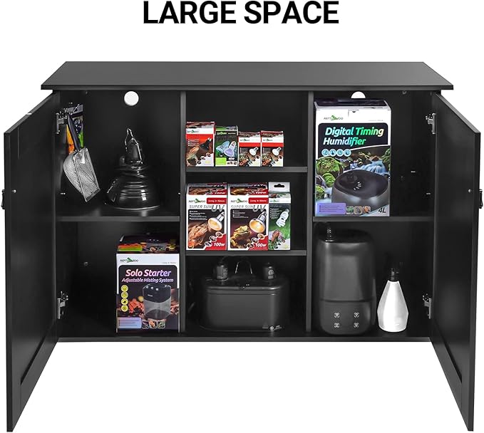 REPTI ZOO Reptile Aquarium Terrarium Wooden Stand and Cabinet with Adjustable Shelf for 48L x 18W inch Amphibian/Fish Sea Salt Water Tank Terrarium(Cabinet Only)
