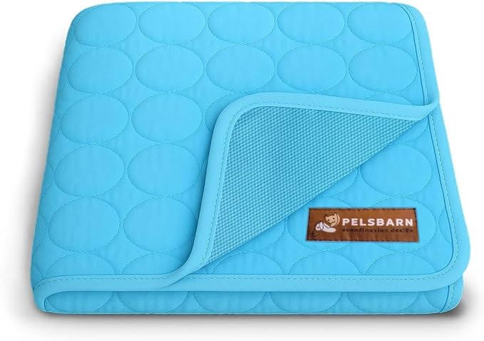Dog Cooling Mat- Ice Silk Summer Comfort, Self Cooling, Non-Slip Dog Pad, Durable & Washable, Mat for Medium Dogs 50x65 cm, Support Shelter Dogs with Every Purchase (Blue)