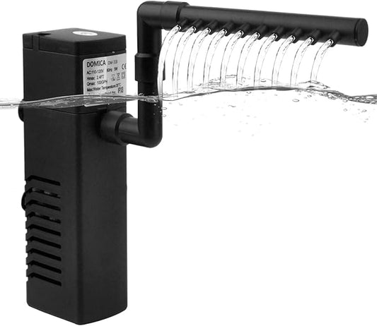 DOMICA Internal Aquarium Filter with Aeration System 100GPH 5W Power Filter for 5 to 15 Gallons Fish Tank, Submersible Fish Tank Filter