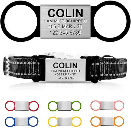 Personalized Dog & Cat ID Tags - No Noise, Engraved, Slide On - Custom Collar Tags for Small, Medium & Large Pets - Silent Identification