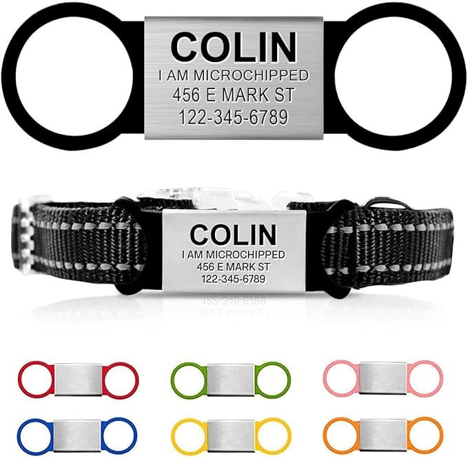 Personalized Engraved Dog & Cat ID Tags - Slide On, Silent, Custom Collar Tags for Small, Medium, Large Pets