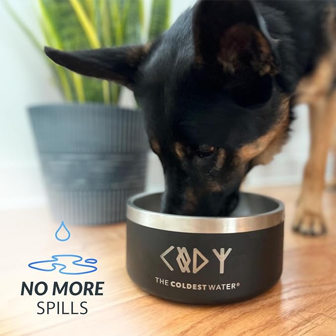 Coldest Dog Bowl - Anti Rust Metal, Non Slip, 3 Layers Insulated Stainless Steel Dog Bowls - Spill Proof & Heavy Duty - Water Bowl for Dogs, Cats & Pets, Dish Washer Safe (100 oz, Carrara Marble)