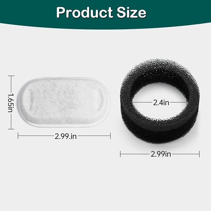 Cat Water Fountain Filters,8 Pack Cat Fountain Replacement Filters for Stainless Steel 67oz/2L Adjustable Water Flow Pet Water Fountain,Dog Water Fountain (4+4 Pack)