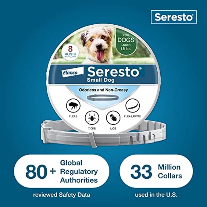 Seresto Small Dog Vet-Recommended Flea & Tick Treatment & Prevention Collar for Dogs Under 18 lbs. | 8 Months Protection