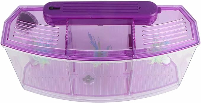 LIZEALUCKY Betta Fish Tank, Adjustable LED Light Acrylic Aquarium with Water Change Valve, Small Fish Tank Starter Kit for Office Home Room Decor (Purple)