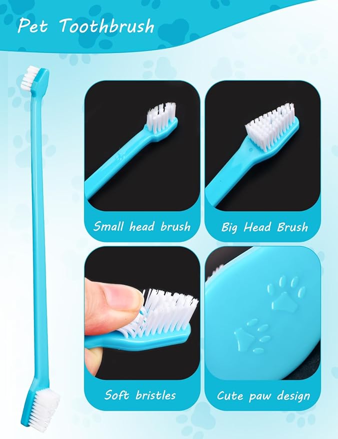 300 Pcs Dog Toothbrush Kit, Dual-Headed Toothbrush for Dogs & Cats, 10 Colors