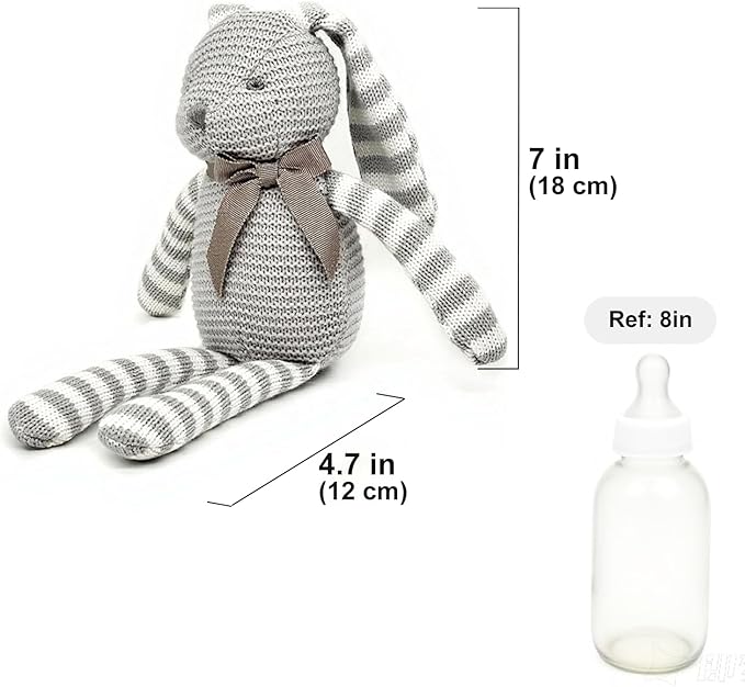 Organic Baby Toys Grey Bunny Rabbit Stuffed Animal 7.1"