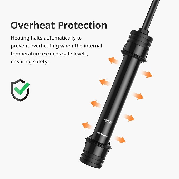 NICREW 100W Aquarium Heater with Temperature Adjustable Controller & Dual Sensors, 10-20 Gallon Submersible Fish Tank Heater, Overheat Protection