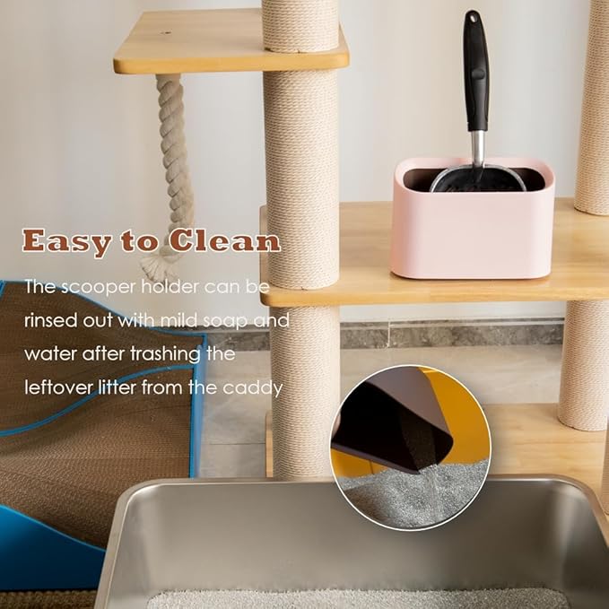 Full Metal Cat Litter Scoop with Holder – Heavy Duty Litter Scooper & Speed Sifter – Aluminum Cat Poop Scooper Captures All Clumps – Washable Stand for Easy Cleaning