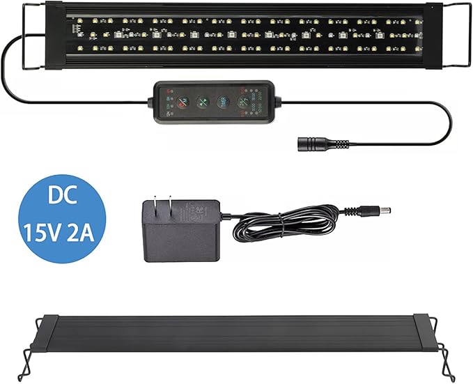 OYO WATER Aquarium LED Light 24"-32" with Timer, 24/7 Cycle, 5 Dimmable Brightness, Sunrise/Sunset Simulation for 10/20/30/55 Gallon Fish Tank