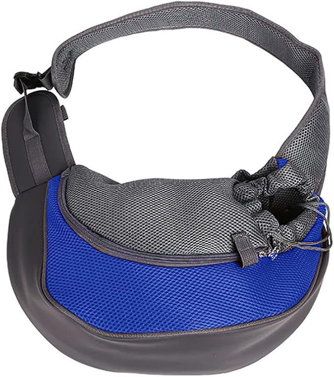 Pet Dog Sling Carrier, Breathable Mesh Portable Travel Safe Pet Sling Shoulder Bag Carrier with Adjustable Non-Slip Shoulder Strap for Small Dogs Cats Puppy (Small, Blue)