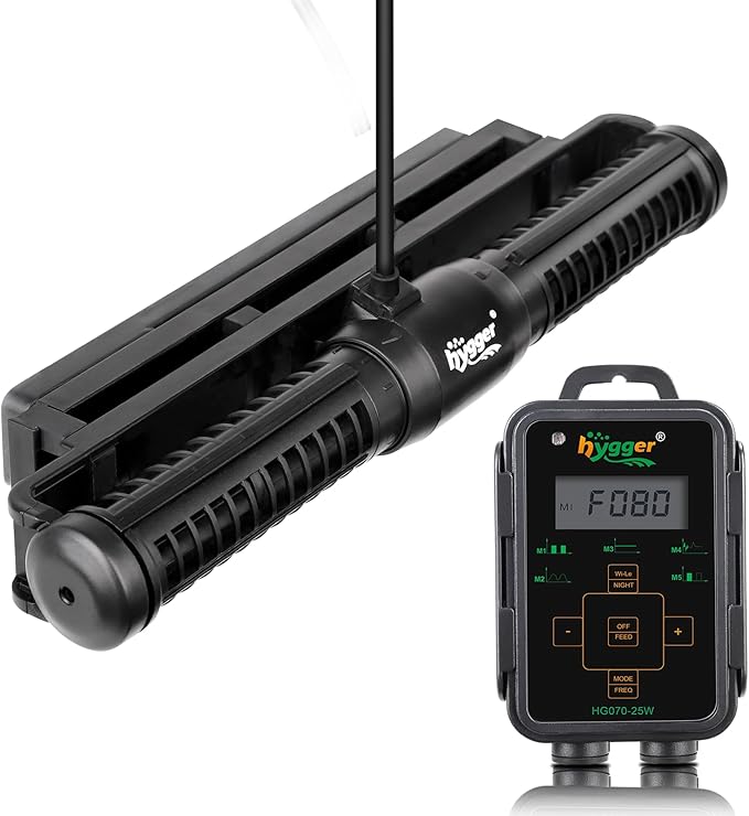 Hygger Aquarium Wave Maker - Adjustable Cross Flow Pump with LED Display Controller, Magnetic DC 24V Powerhead for Freshwater & Marine Reef Aquariums Up to 265 Gallon (25W)