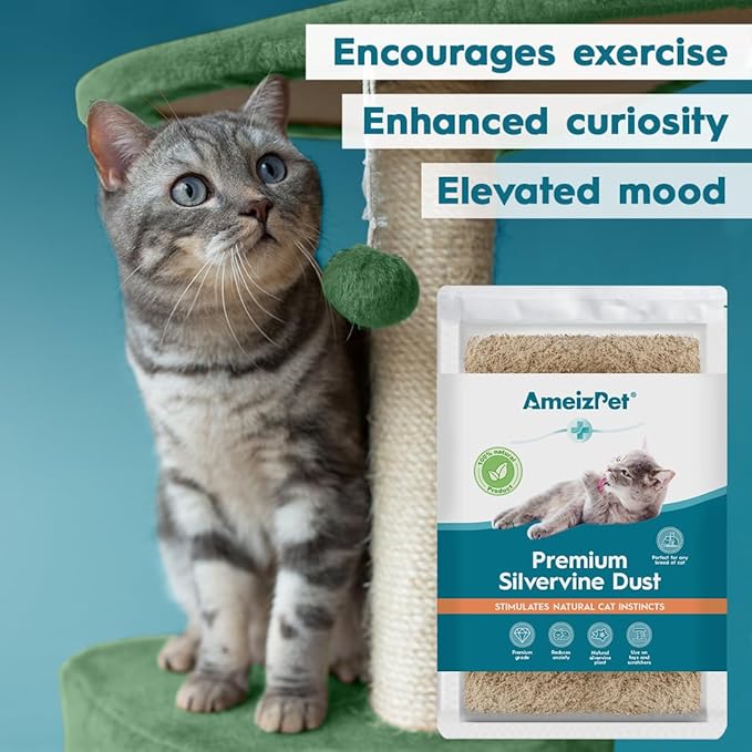 Silvervine Dust for Cats, Catnip Alternative for Training & Play, Cat & Kitten Behaviour Dust 35g (0.08 Oz)