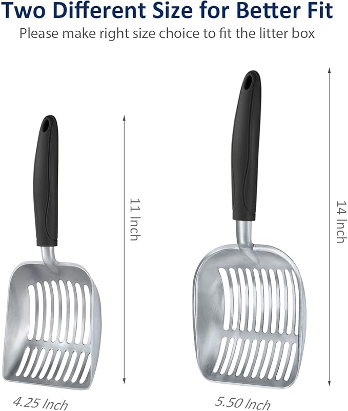 WePet Cat Litter Scoop, Aluminum Alloy Sifter, Kitty Metal Scooper, Deep Shovel, Long Handle, Poop Sifting, Kitten Pooper Lifter, Durable, Heavy Duty, for Litter Box