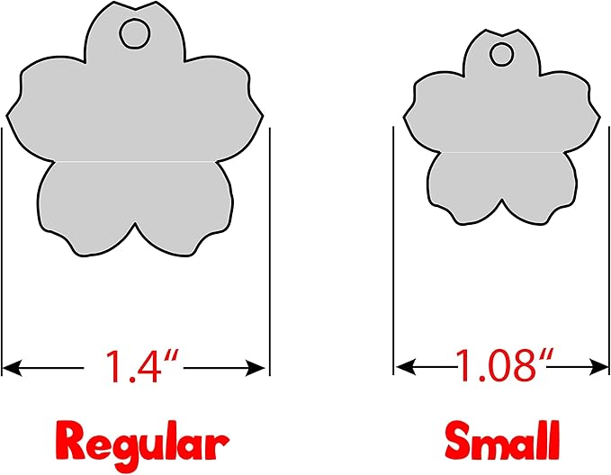 Personalized Dog Tag with 5 Lines of Custom Deep Engraved Durable Stainless Steel Pet ID Name Tag Designer Regular Size Flower