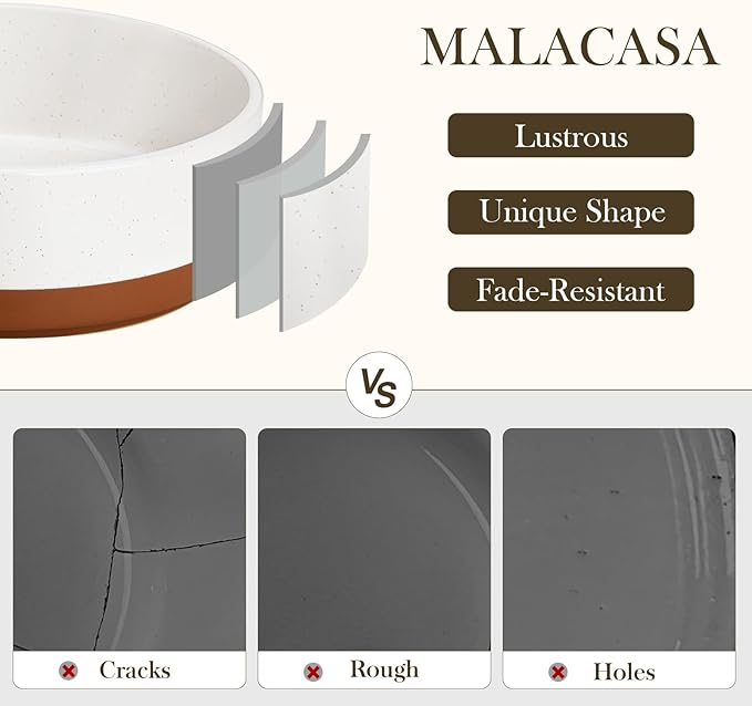 MALACASA Dog Bowls, Ceramic Dog Food and Water Bowls for Large Size Dogs, 6 Cups Capacity Pet Bowl for Large Dogs.1-Pack (L-6 Cups)