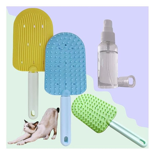 Cat Brush for Shedding,Cat Brushes for Indoor cats,Soft Comb, Short or Long Haired Cats,Pet Grooming,Bath and Massage Brush(3 pcs)