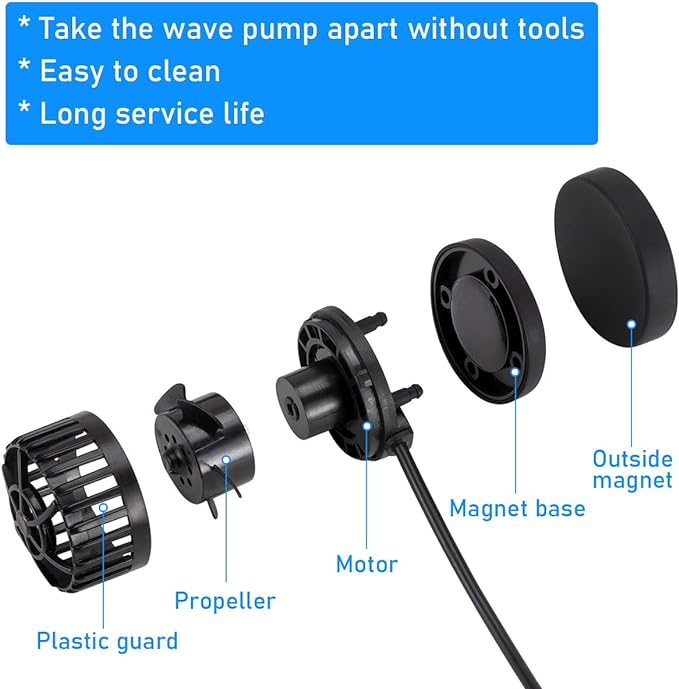 hygger Quiet Magnetic Aquarium Wave Maker, 2600GPH DC 24V Powerhead with Digital Led Display Controller, Submersible Water Inverter Circulation Pump for Fish Tank 26-55 Gallon