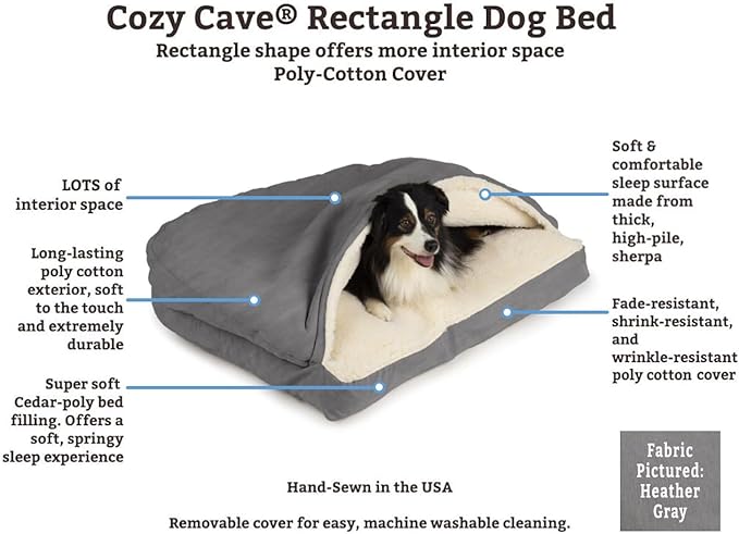 Snoozer Pet Products Rectangle Cozy Cave Dog Bed, Large, Red