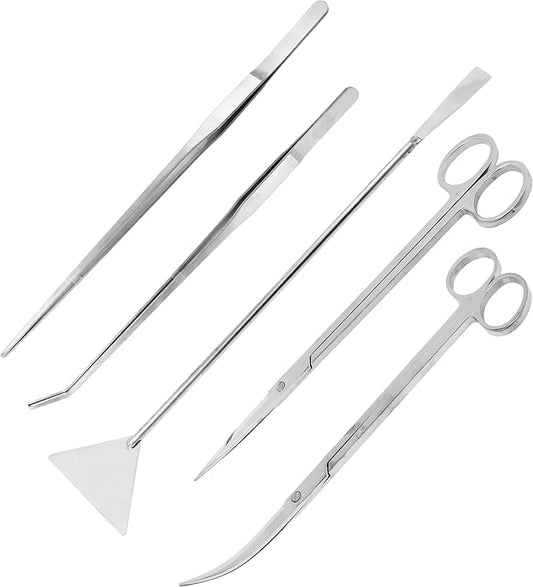 Mandala Crafts Stainless Steel Aquascaping Tools Kit – Aquarium Plant Tools with Tweezers, Spatula, and Scissors for Fish Tanks, Hospital Tanks, Goldfish Bowls, Aquariums, and Terrariums