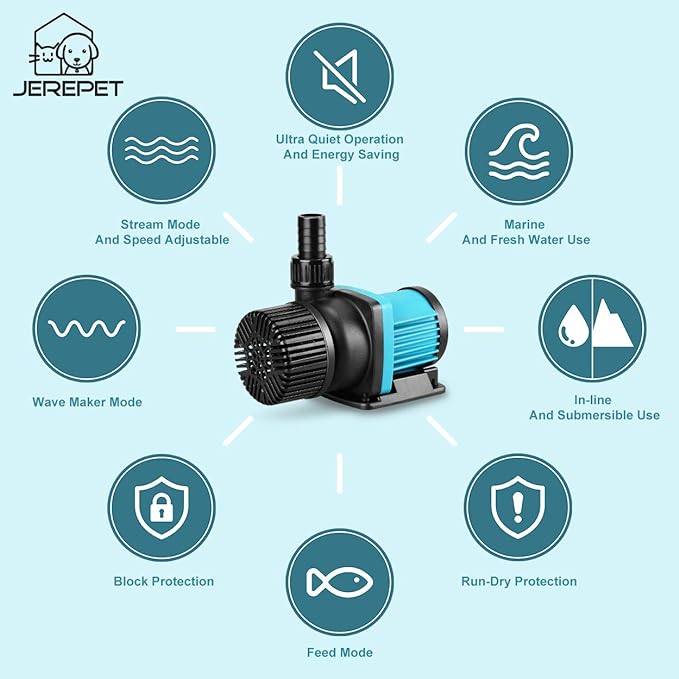 1250gph Aquarium 24V DC Water Pump with Controller, Submersible and Inline Return Pump for Fish Tank,Aquariums,Fountains,Sump,Hydroponic,Pond,Freshwater and Marine Water Use (32W,13.1FT)