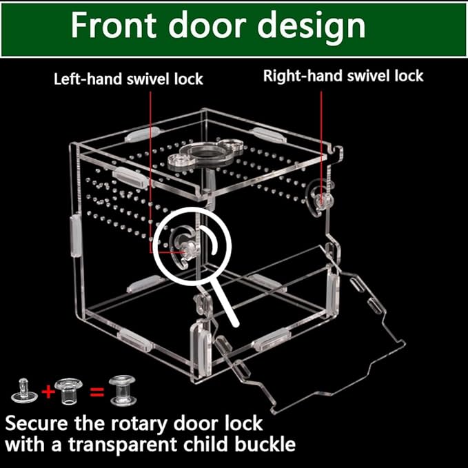 Reptile Terrarium,Tarantula Enclosure,Jumping Spider Enclosure for Tarantula Scorpion Sling Isopods Snail Reptile Invertebrates Accessories（4" X4 X4 ）