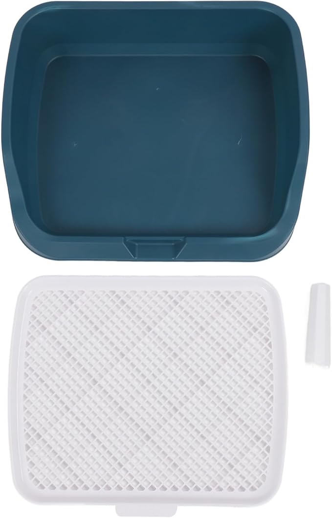 Fabater Dog Potty Toilet Training Tray, Portable Multifunctional Mesh Puppy Training Toilet Pad Holder with Bafflel for Small Dogs Puppies (Peacock Blue)