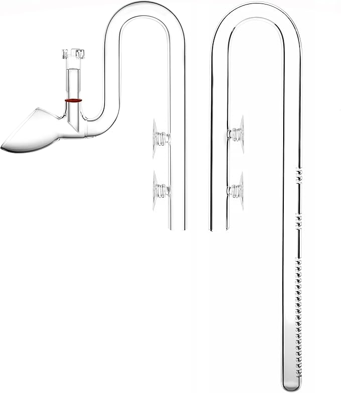 Glass Lily Pipe Set Outflow with Surface Skimmer & Multi-Level Water Intake (17mm for 16/22mm (5/8'' i.d.) tubing)