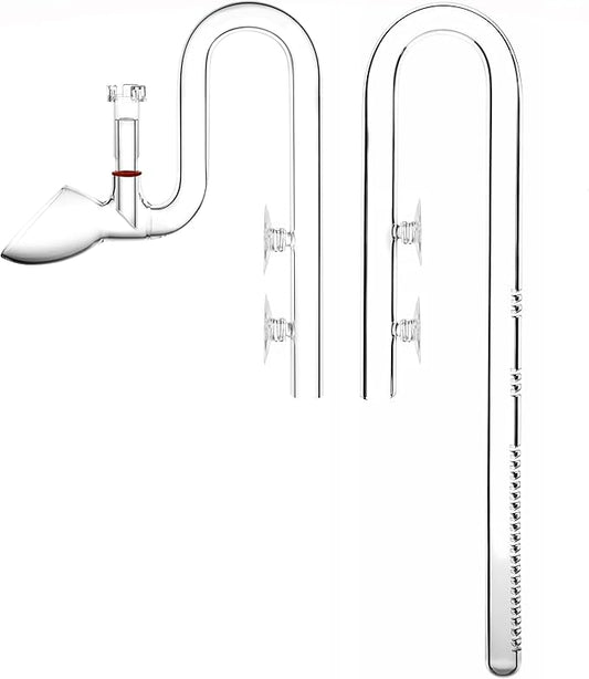 Glass Lily Pipe Set Outflow with Surface Skimmer & Multi-Level Water Intake (20mm for 19/25mm (3/4'' i.d.) tubing)