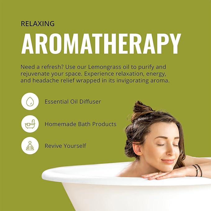 Lemongrass Essential Oil 2-Pack, 16oz Bottle, Bulk for Diffusers, Home, Care, Aromatherapy, Candles