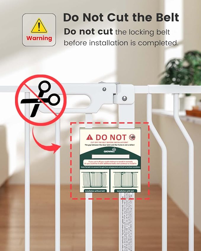 Mom's Choice GROWNSY Baby Gate, 29.5"-53" Auto-Close Dog Gate for Stairs & Doorways, Pressure-Mounted Easy Install Baby Gate - No Drill, Anti-Trip, Walk Through, Safe & Durable