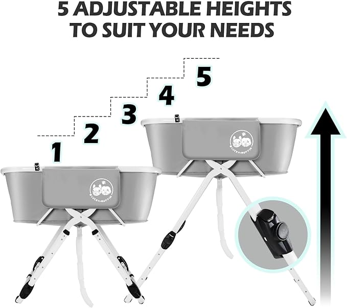 Premium Elevated & Foldable Dog Bathtub – 5 Adjustable Heights for Back-Friendly Grooming. Portable Indoor/Outdoor Pet Washing Station, Supports Small & Medium Dogs up to 140 lbs