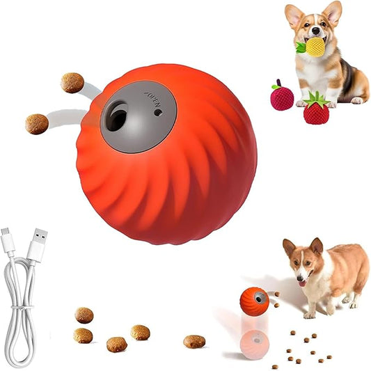 Zoomie Buddy 2.0, Zoomie Buddy for Dogs, 2 in 1 Smart Touch Interactive Dog Balls ＆ Pet Feeder, 2.83" Diameter, Suitable for Small/Medium Dogs, with Fruit Plush Cover (Orange, Only)