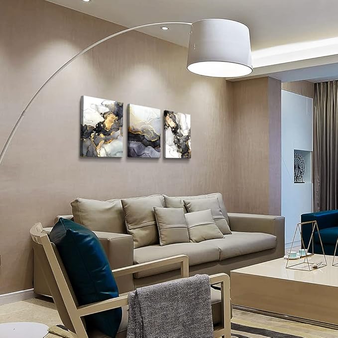 AHUASJART Abstract Canvas Wall Art For Living Room Boho Decor Bedroom Fashion Decors Office Ink Paintings 3 Pcs Framed Pictures Artwork Bathroom Home 16x24''