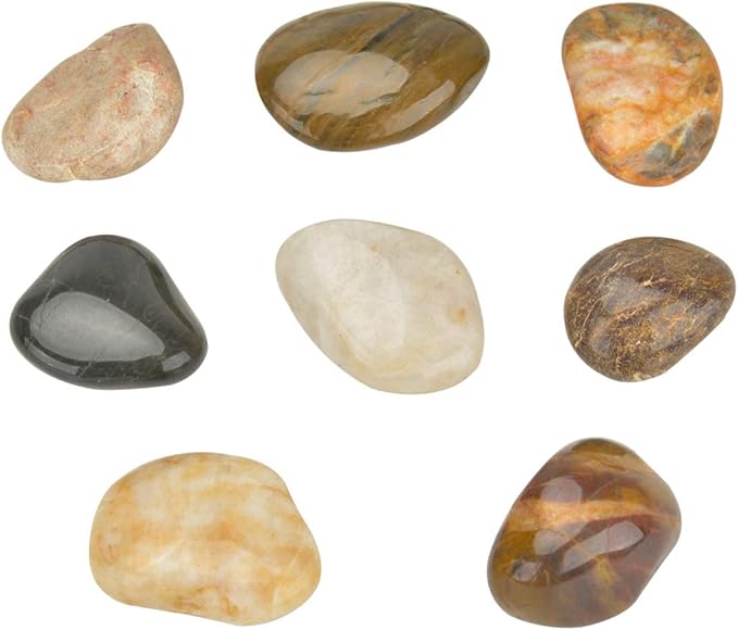 Mr. Fireglass Natural Polished Pebbles, 1 Inch Decorative Mixed Color Stones Aquarium Gravel River Rocks for Vase, Succulents, Landscaping and Home Decor (10-lb Bag)