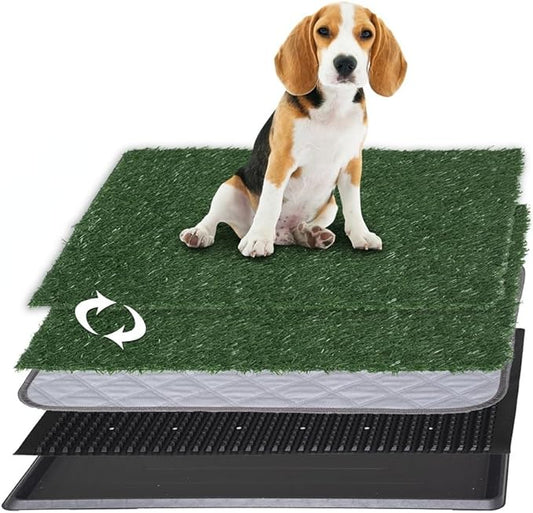 Artificial Grass Dog Grass Pad with Tray, Reusable Pet Urinal Pads for Training, 4 Layers Washable Bathroom Balcony Indoor Dog Potty (L-20×30")